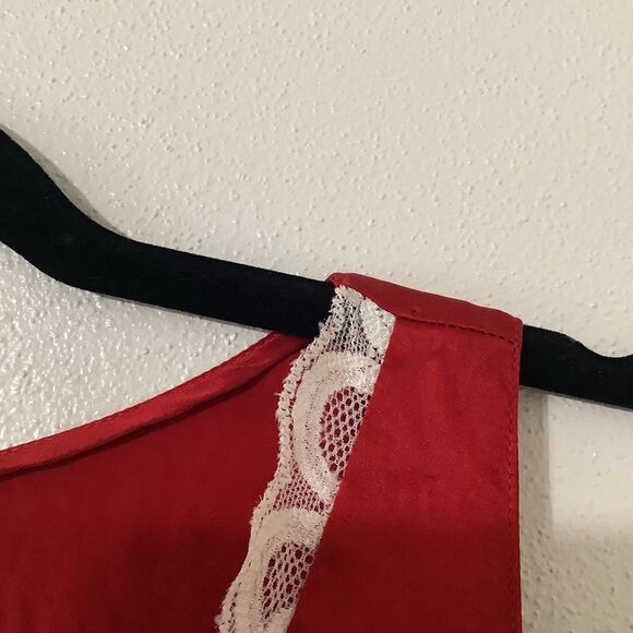 Vintage Y2K 2000s Red Satin Lace Romantic Feminine Glam Blouse Sz 16 - Picture 5 of 8